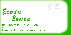 ervin bonts business card